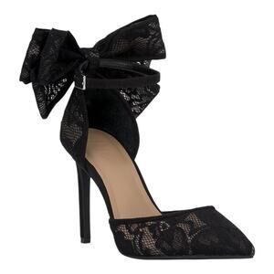 INC Women's Sanira Bow Lace Stiletto High Heel Pumps Black Size 9 1/2